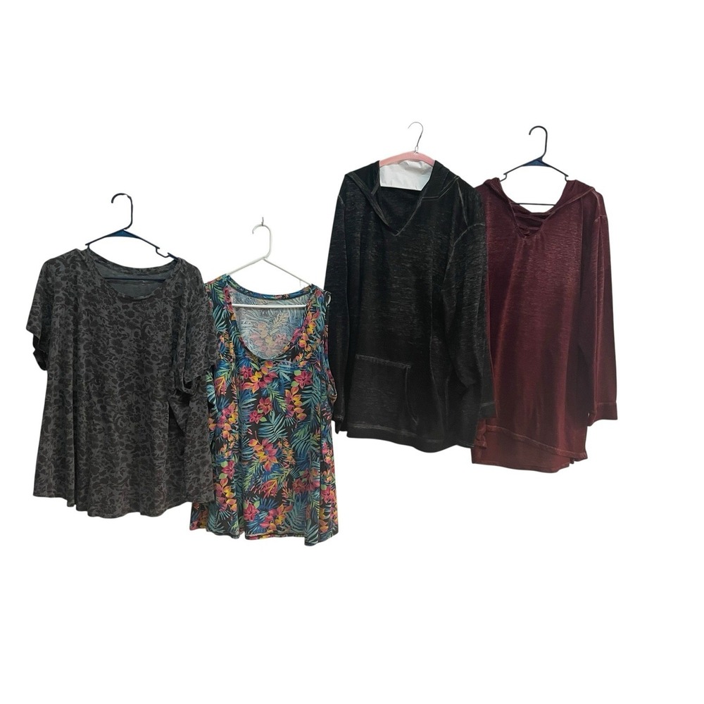Women's Plus Size 3X Top Lot 4 Pieces OD Navy 24/7 Comfort Apparel Bundle